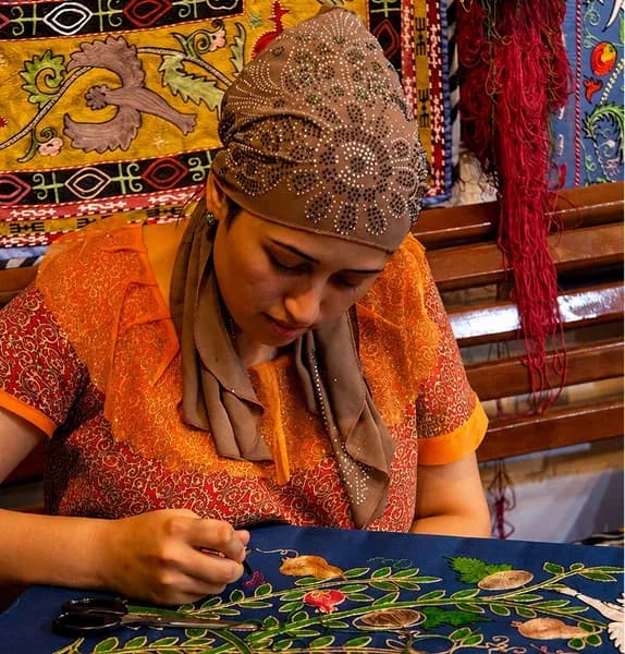 Traveler connecting with local artisan