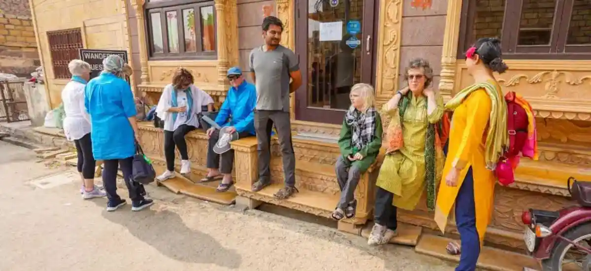 Traveler Wearing Colorful Indian Attire