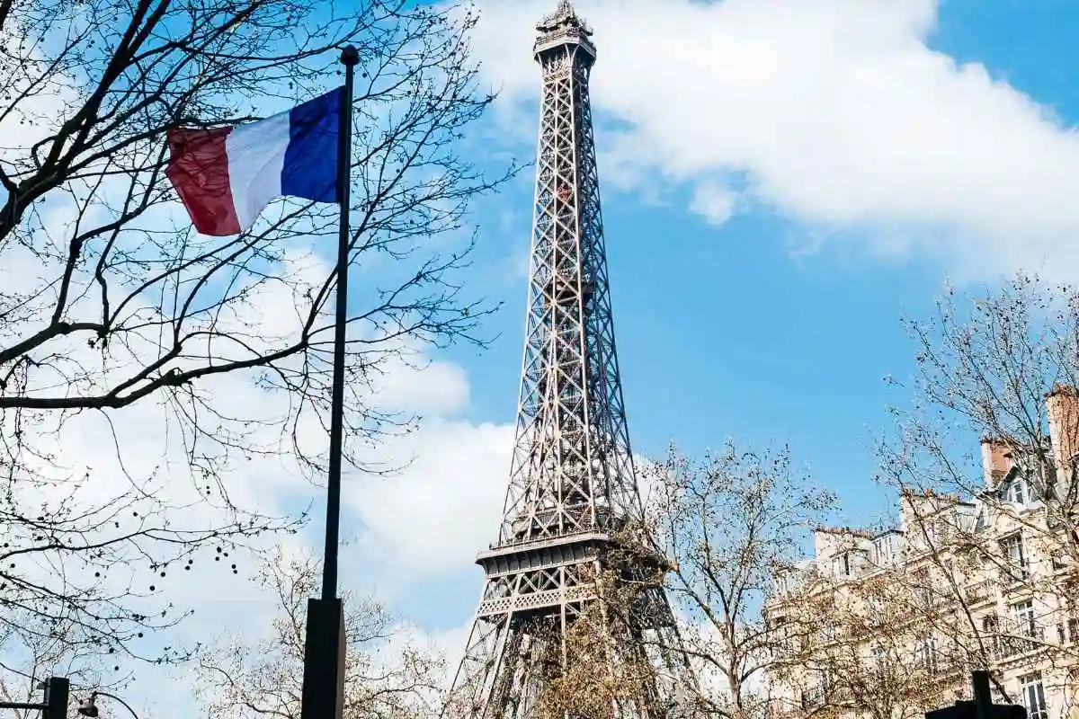 France Flag and Eiffel Tower Image