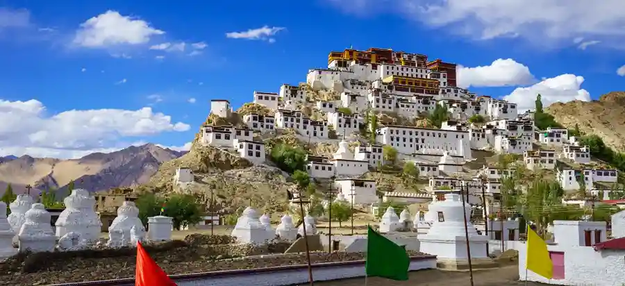 Scenic mountain landscape in Ladakh during July monsoon travel in North India