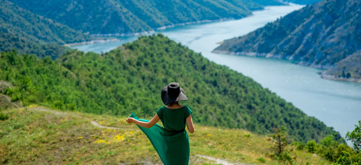 Traveler enjoying nature