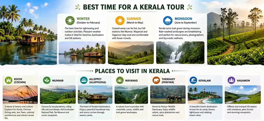 Best Time for a Kerala Tour and Places to Visit in Kerala