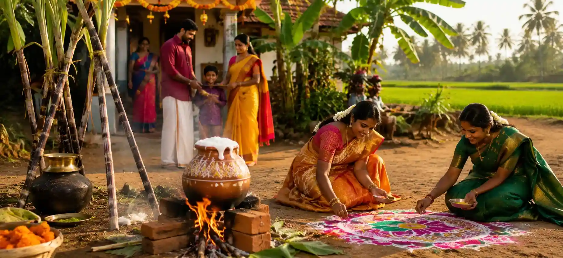 Traditional Pongal festival celebration in Tamil Nadu