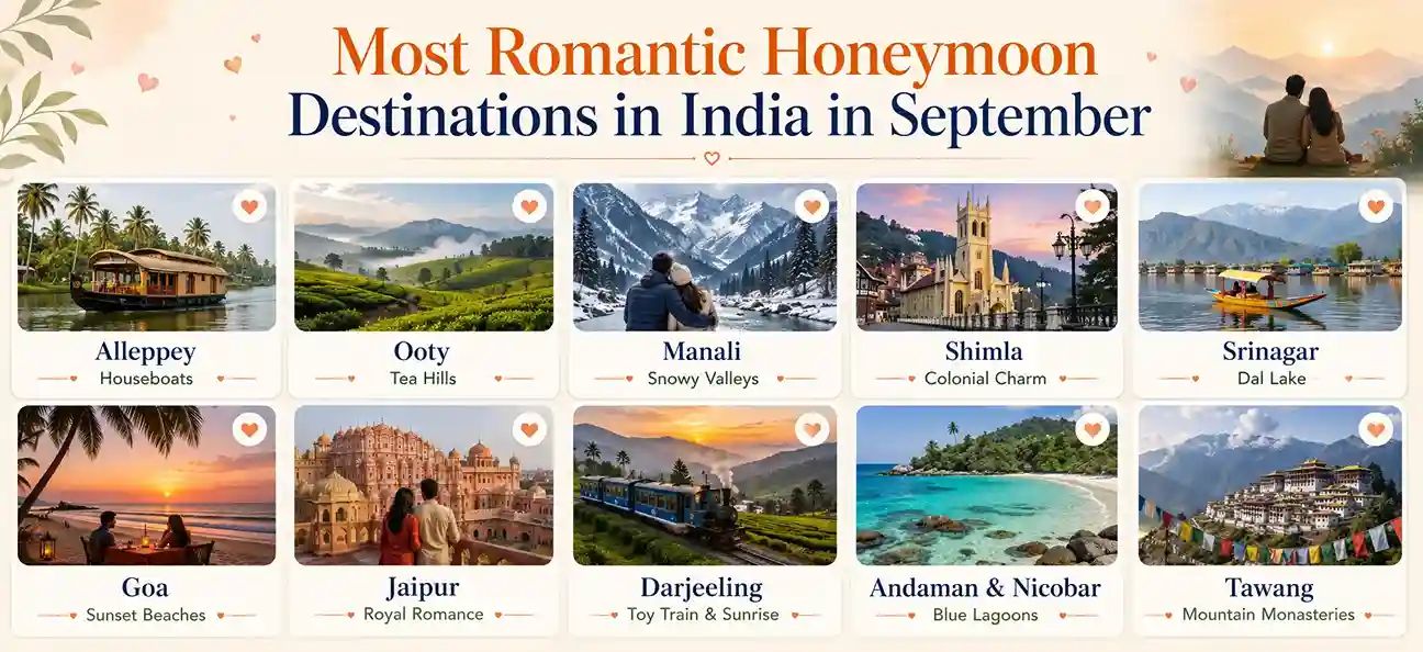 Most Romantic Honeymoon Destinations in India in September