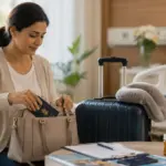Health tourism in India preparation with passport, medical documents and travel essentials.